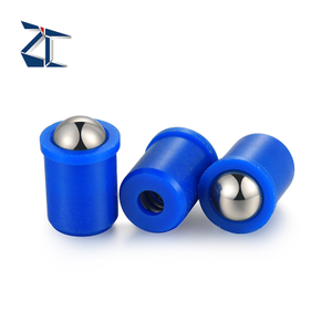 ลูกดันสปริงแบบเรียบแบบกดสั้นพร้อมปลอกและลูกบอลสีน้ำเงิน