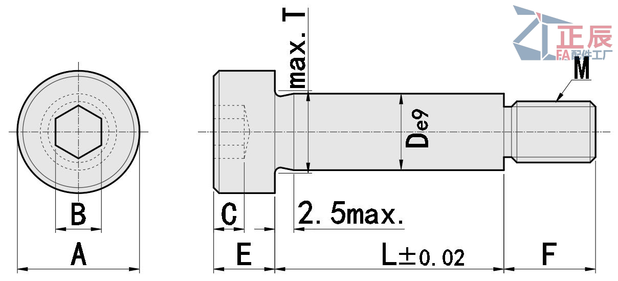 โบลท์ไหล่เหล็กแม่นยำ MSBL SCM435 