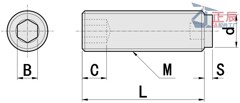 สกรูตัวหนอนปลายไนลอนหกเหลี่ยมชนิดจุดอ่อน SBPP SBPPS SBCP SBCPS