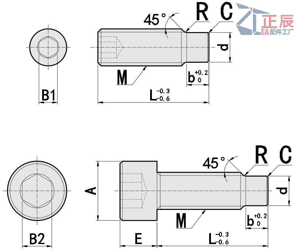 สกรูตัวหนอนหกเหลี่ยม Dog-Point 304 Stainless Steel M4 - M10 Coarse MSSG