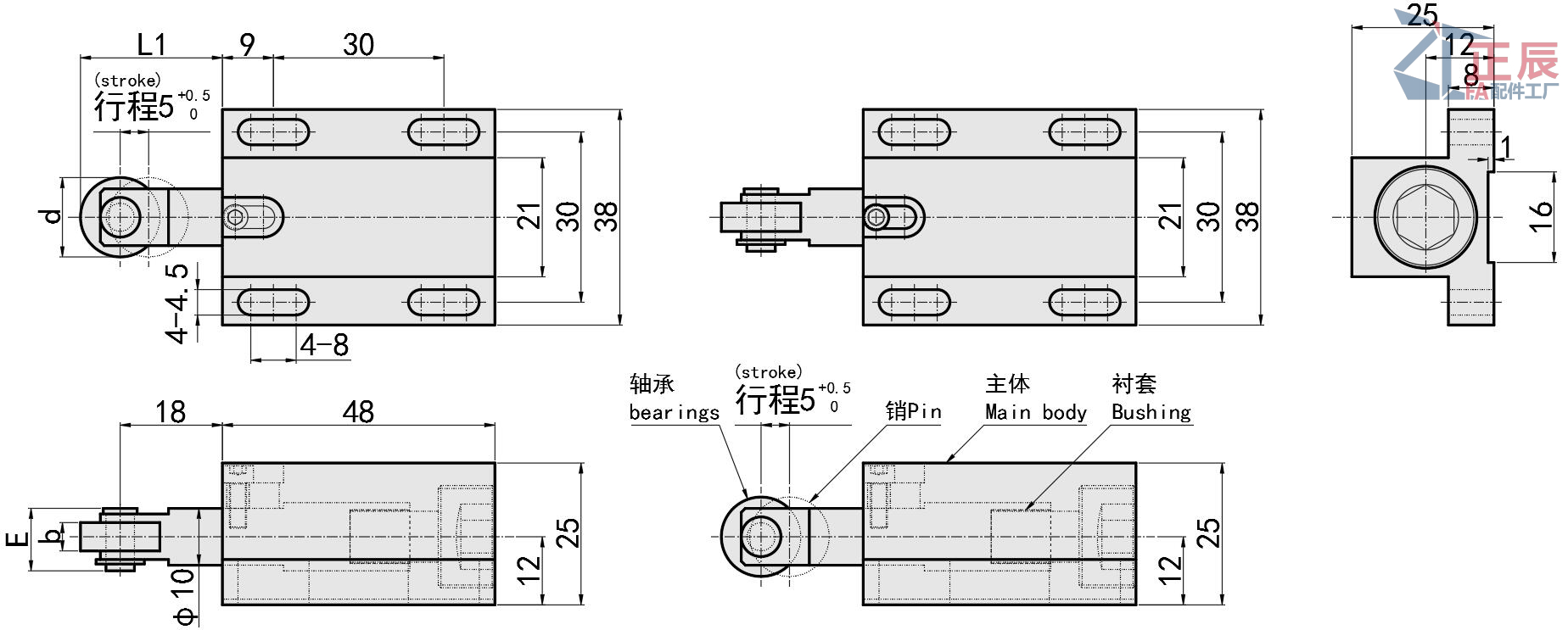 ZTBPJ Roller Plungers การติดตั้งตัวเลือกการติดตั้งแนวตั้งหรือด้านข้าง