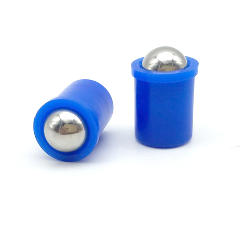 ลูกดันสปริงแบบเรียบแบบกดสั้นพร้อมปลอกและลูกบอลสีน้ำเงิน