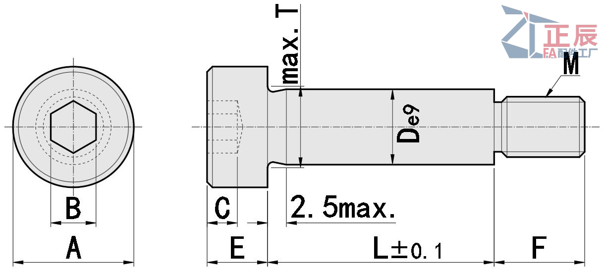 บ่าสกรู สตริปเปอร์โบลท์พร้อมเกลียวนอก MSB 