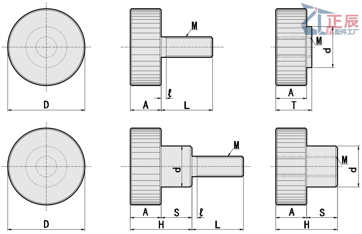 ลูกบิดขึ้นลาย หนา มิติ L มาตรฐาน NOBA