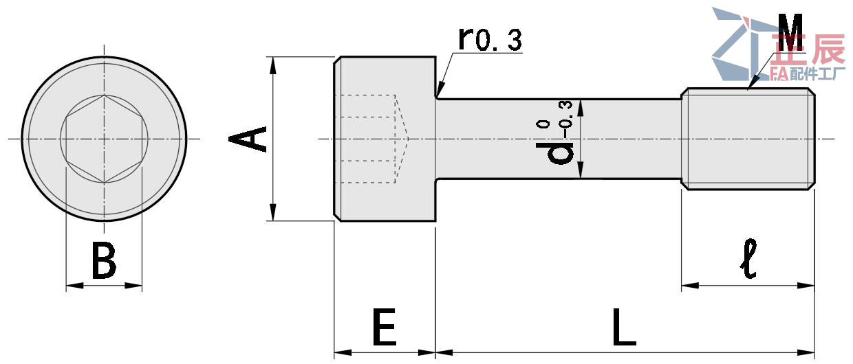 สกรูยึด สเตนเลส ฝาครอบหัวจมหกเหลี่ยม ความยาวที่กำหนดได้ GUTB