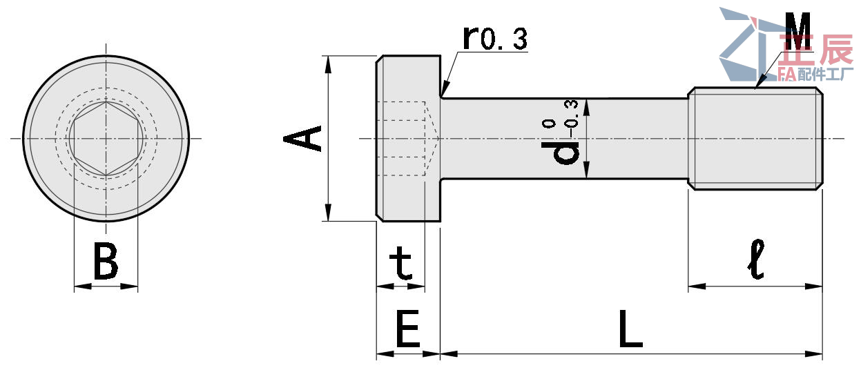 สกรูยึดสแตนเลสตัวขับหกเหลี่ยมหัวต่ำ GUTBT