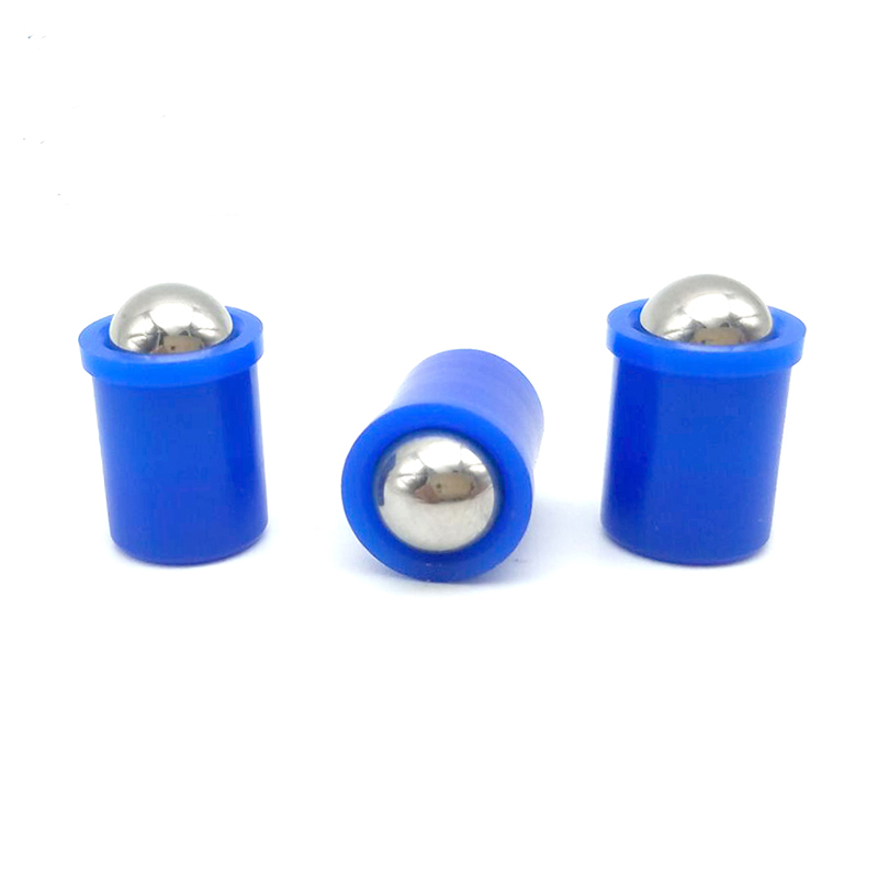 ลูกดันสปริงแบบเรียบแบบกดสั้นพร้อมปลอกและลูกบอลสีน้ำเงิน