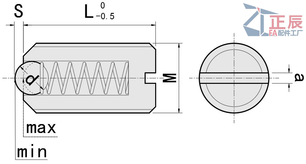 เกลียวลูกสูบสปริงบอลพลาสติกสีน้ำเงินพร้อมลูกเหล็กหรือลูกไนลอน ZPB